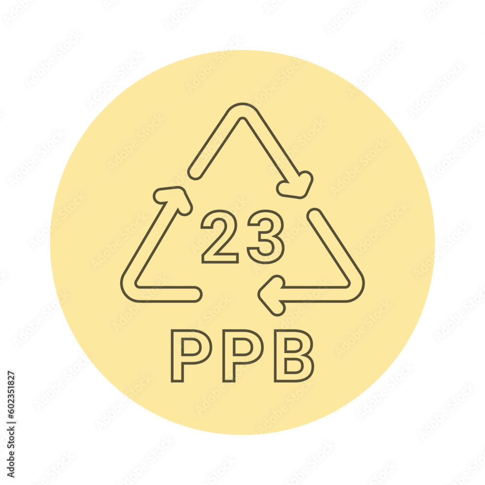 Poster paper recycling code ppb 23 line icon. consumption code.