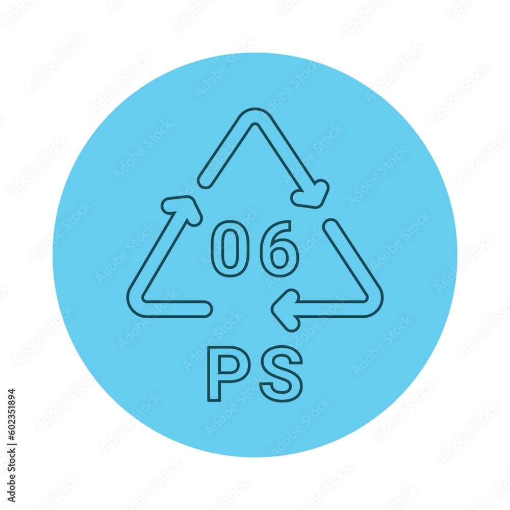 Poster plastic recycling code ps 06 line icon. consumption code.