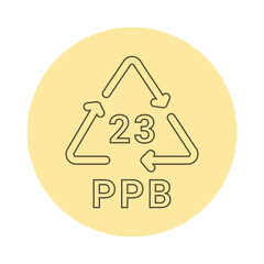 Paper recycling code PPB 23 line icon. Consumption code.