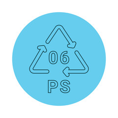 Plastic recycling code PS 06 line icon. Consumption code.