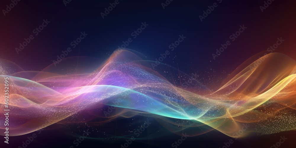 Poster wavy abstract shapes with glittering effect. generative ai aig21.