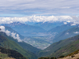 View of Mesolcina valley from the alps between Switzerland and Italy