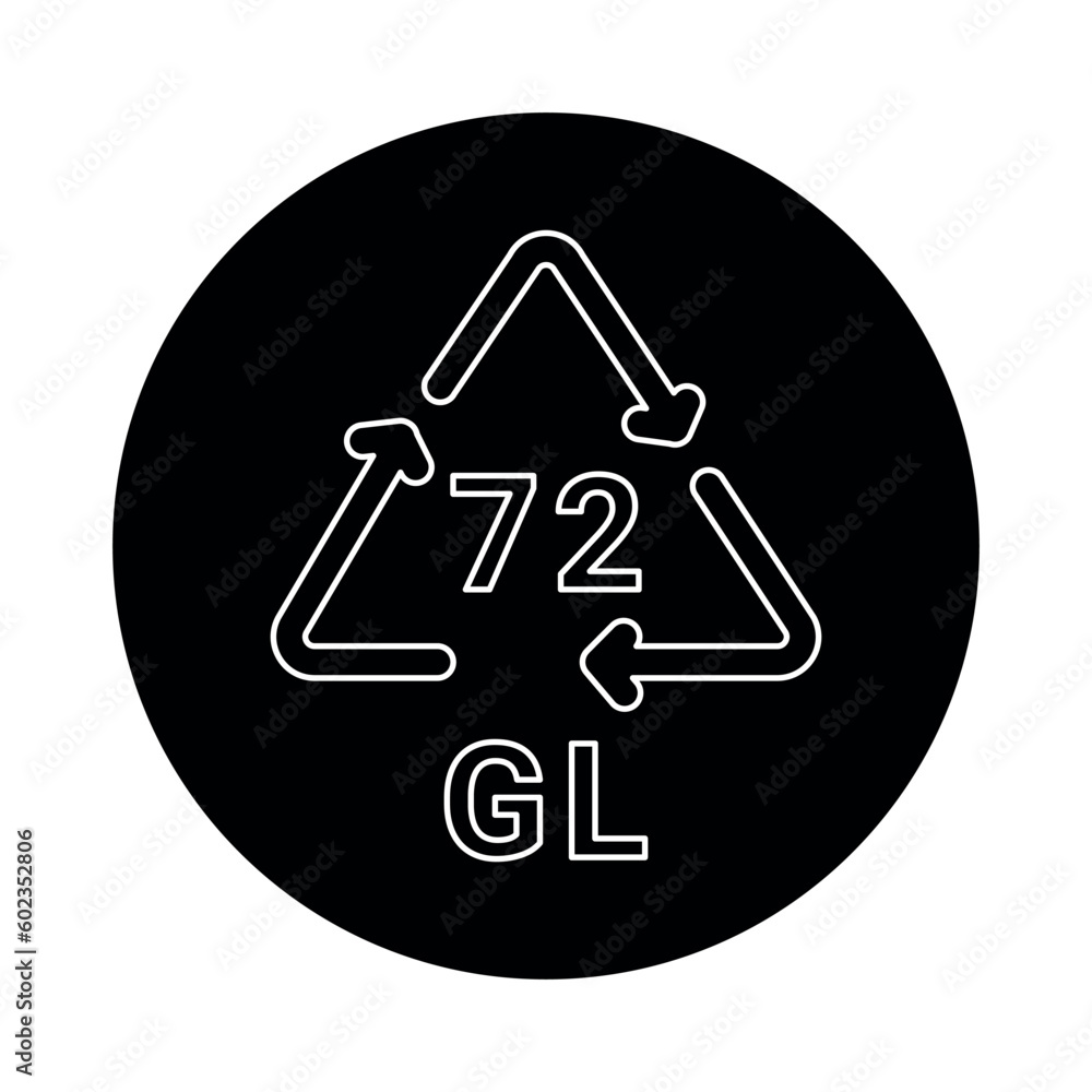 Poster glass recycling code gl 72 line icon. consumption code.