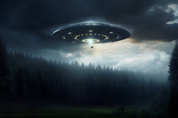 Fototapeta na wymiar ufo in the sky during nighttime. 