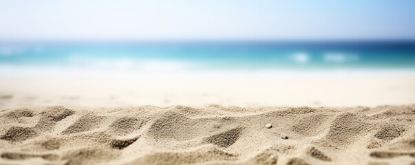 Fototapeta na wymiar Sandy beach and sea. Panoramic background. Generative AI