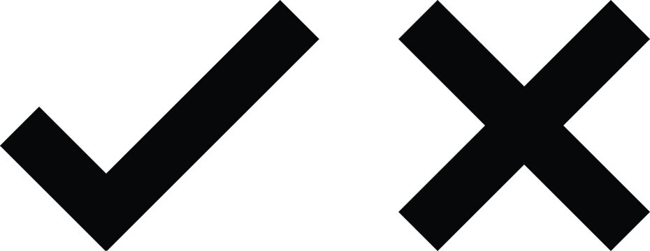 black Checkmark cross icons .Tick and Cross checkmark icons vector for website design, app, UI