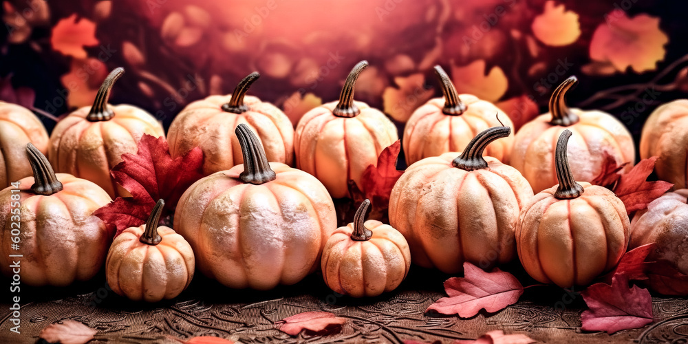 Poster an autumn background with a creative layout and decorative elements was generatively created - gener