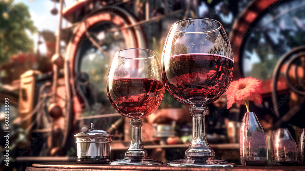 Poster a picture of an alcoholic beverage being consumed outside was created using generative ai. - generat