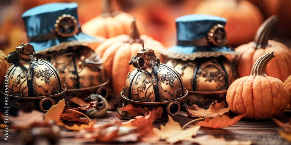 Poster A creative layout with decorative was created with a Autumn background - generative ai.