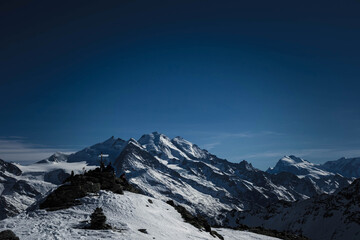 Fototapeta na wymiar on the top of dreizentenhorn on swiss alps