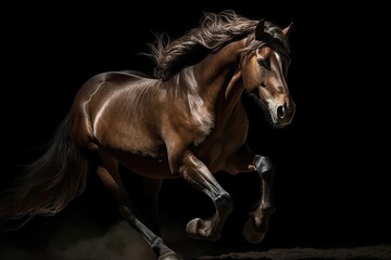 Fototapeta na wymiar horse on black background. generative AI.