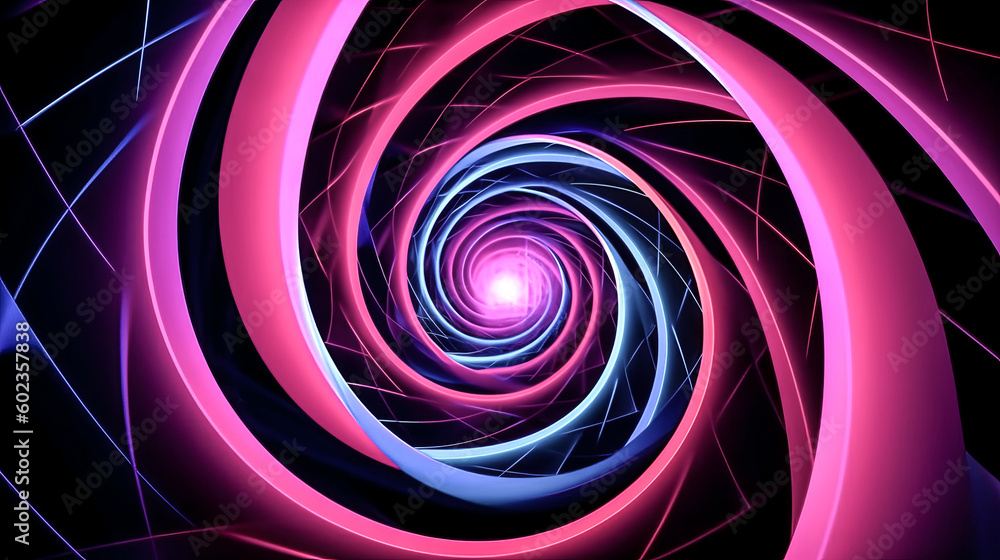 Poster an abstract, geometric background featuring a curvy spiral line was created - generative ai.