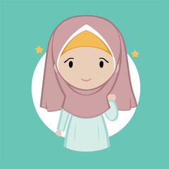 muslim child cute character vector illustration eps 10