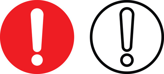 Exclamation mark icon set . Hazard warning symbol. Vector illustration