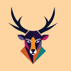 Muurstickers deer head logo design © thoif