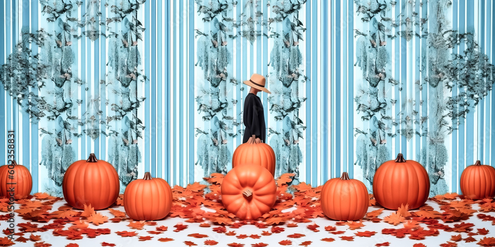 Aufkleber a png file was composed of artificial autumn background, blue border and different colours - generat