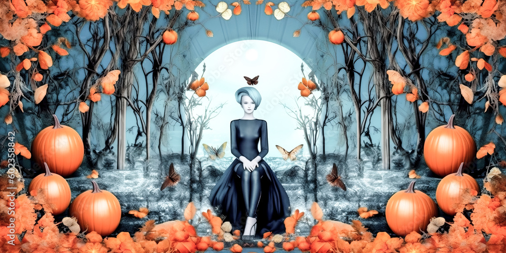 Aufkleber the image was composed of artificial autumn background and border colours - generative ai.