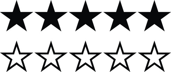 Five stars rating icon set. Star icons Vector illustration