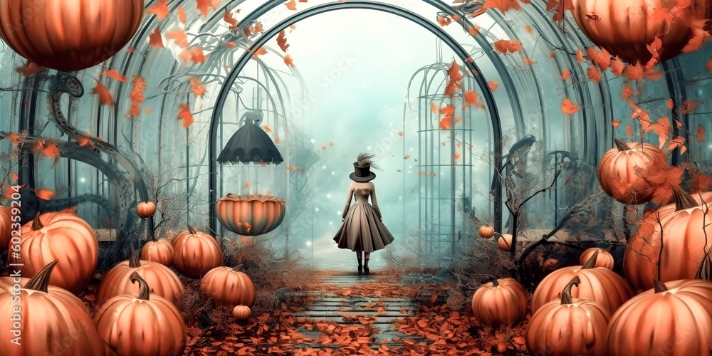 Aufkleber a png file was composed with autumn colours, a blue border and an artificial background - generative