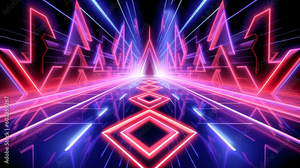 Aufkleber a neon background featuring arrows was created abstractly - generative ai.