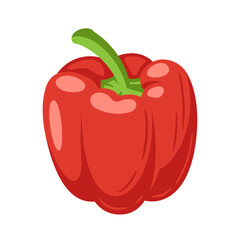 Sweet red bell pepper isolated on white background. Bell pepper in Cartoon style. Vector illustration