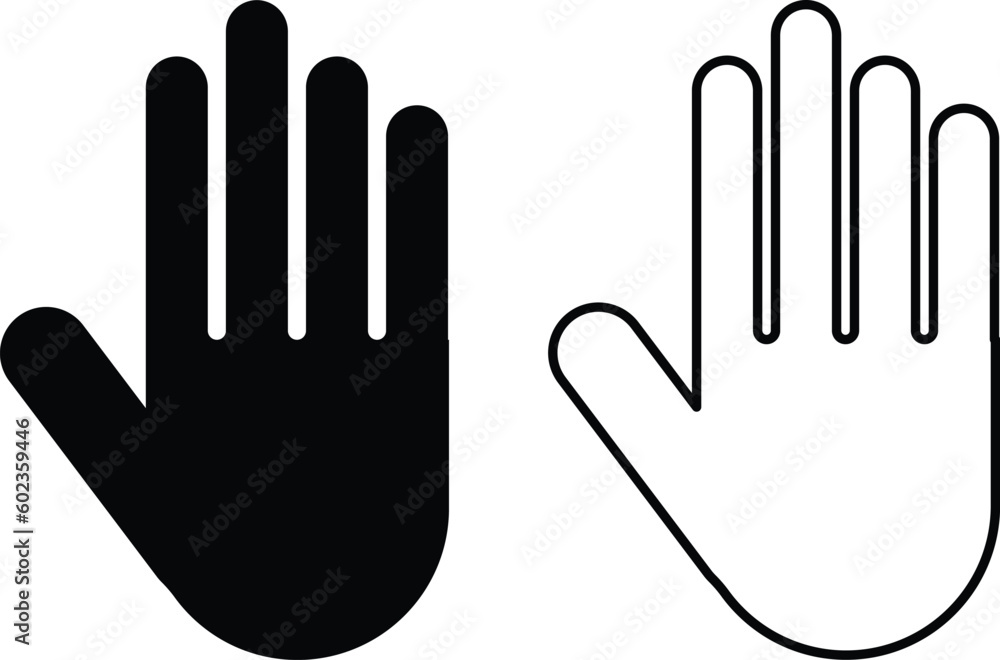 Aufkleber hand icon set vector in two styles isolated on white background . stop hand icon