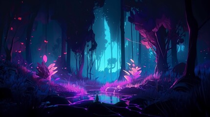 illustration, fairy tale fantasy forest, ai generative