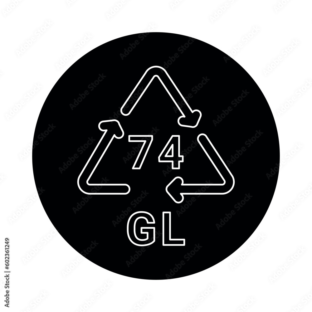 Poster glass recycling code gl 74 line icon. consumption code.