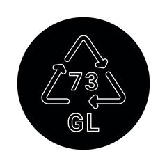 Glass recycling code GL 73 line icon. Consumption code.