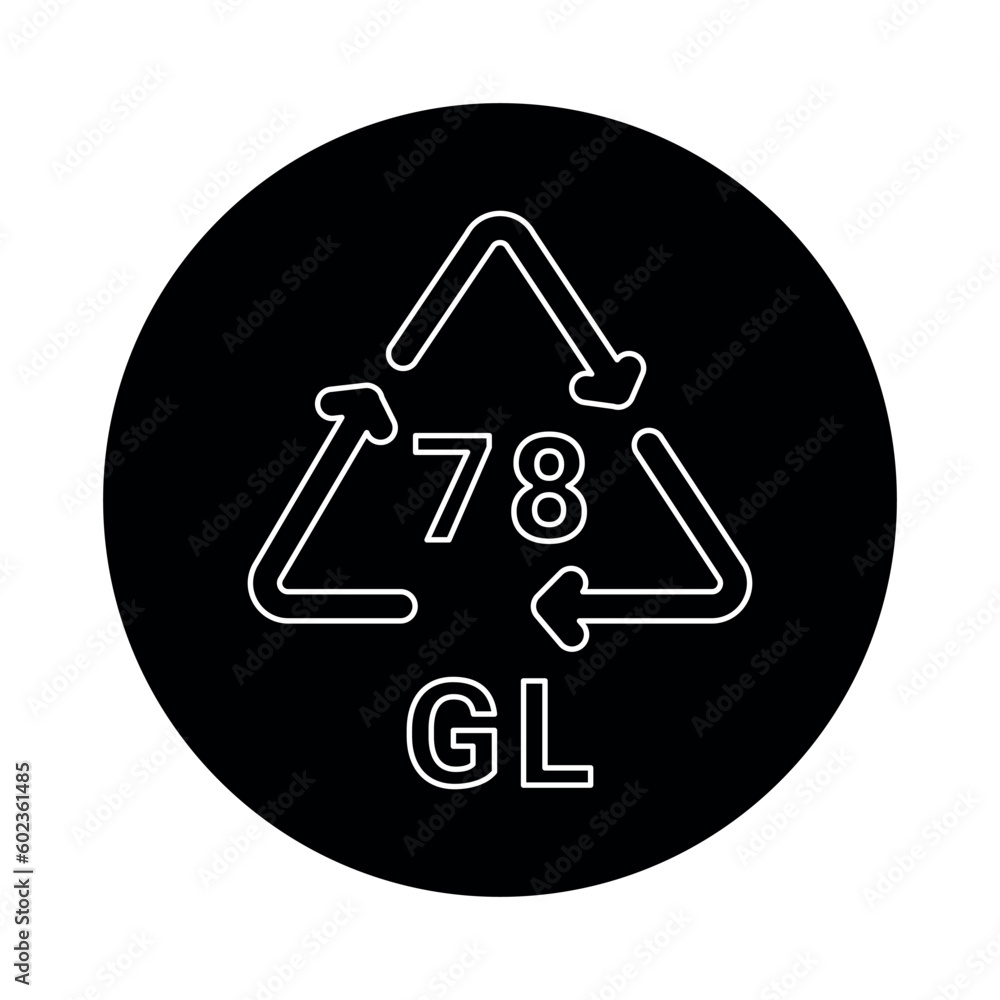 Poster glass recycling code gl 78 line icon. consumption code.