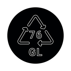 Glass recycling code GL 76 line icon. Consumption code.