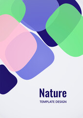 Geometric composition with a transparent overlay of colored rounded, square shapes. Vector.