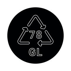 Glass recycling code GL 78 line icon. Consumption code.