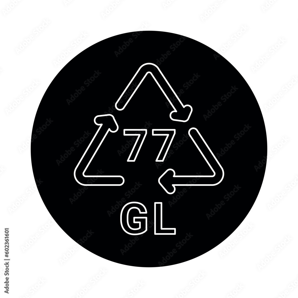 Poster glass recycling code gl 77 line icon. consumption code.