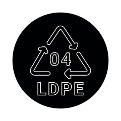 Plastic recycling code LDPE 04 line icon. Consumption code.