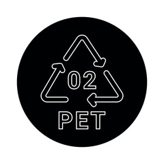 Plastic recycling code PET 01 line icon. Consumption code polyethylene.