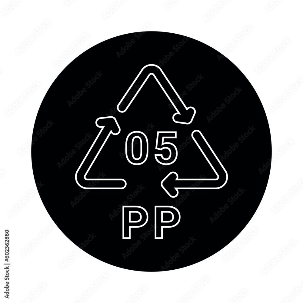 Poster plastic recycling code pp 05 line icon. consumption code.