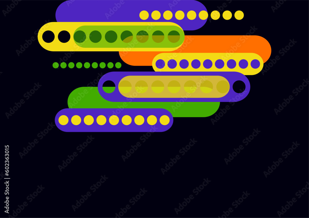 Poster abstract geometric colorful background with circles, rounded rectangles. graphic pattern of simple s