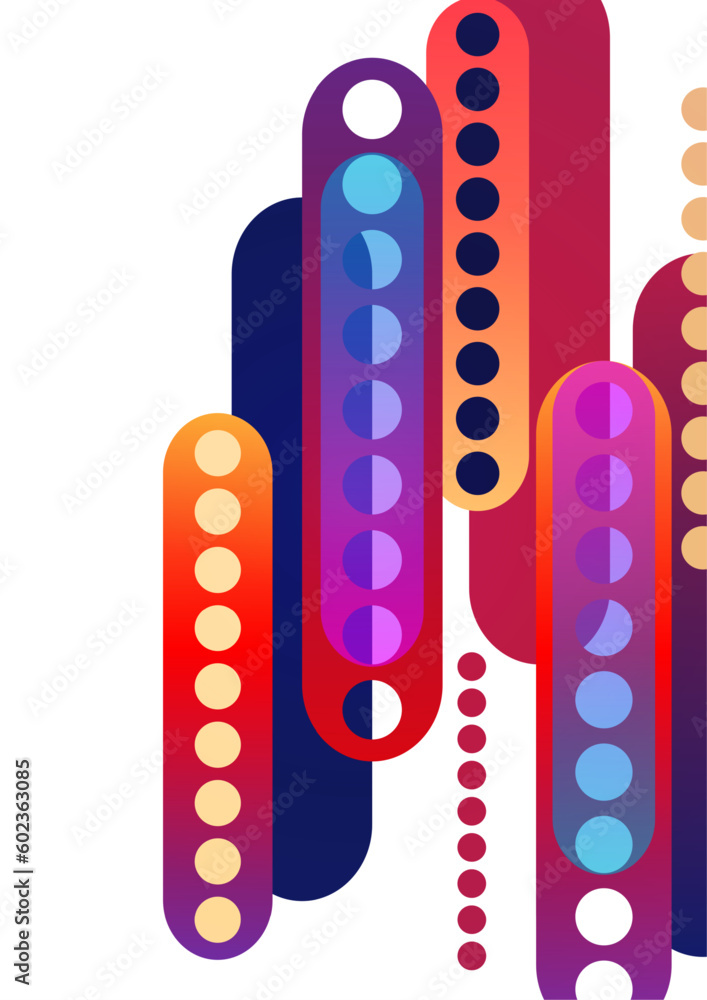 Poster abstract geometric colorful background with circles, rounded rectangles. graphic pattern of simple s