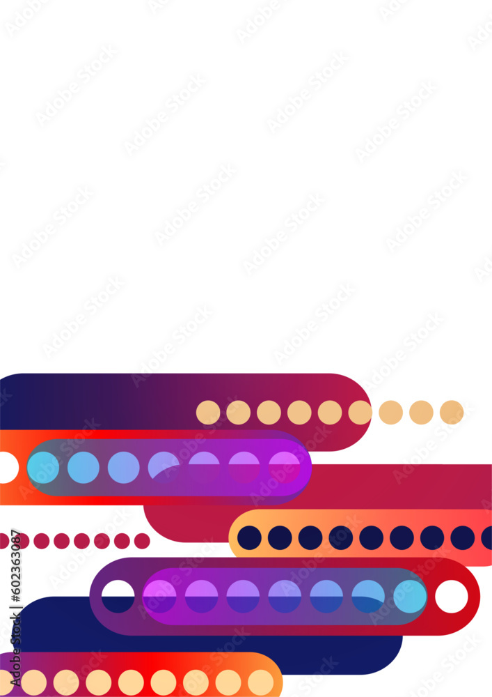 Poster abstract geometric colorful background with circles, rounded rectangles. graphic pattern of simple s