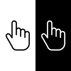 black and white hand cursor icon