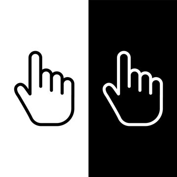 black and white hand cursor icon