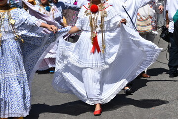 Colorfull panemian pollera folklore typical dress women parade