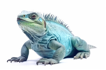 blue iguana isolated created with Generative AI technology