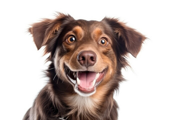 Happy dog isolated on white created with Generative AI technology