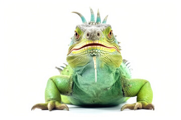 Fototapeta premium Happy green iguana isolated created with Generative AI technology