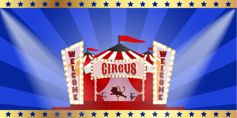 Welcome circus invitation. Circus background 