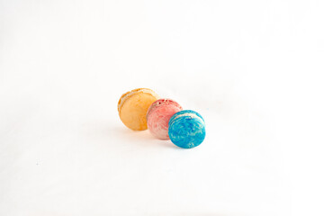 Colorful macrons on white background