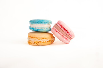 Colorful macrons on white background