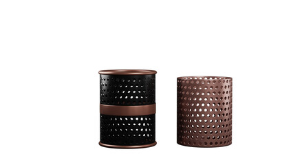empty metal black two pen holder 3d rendering on white background for stand pencil, pen and stationary.
